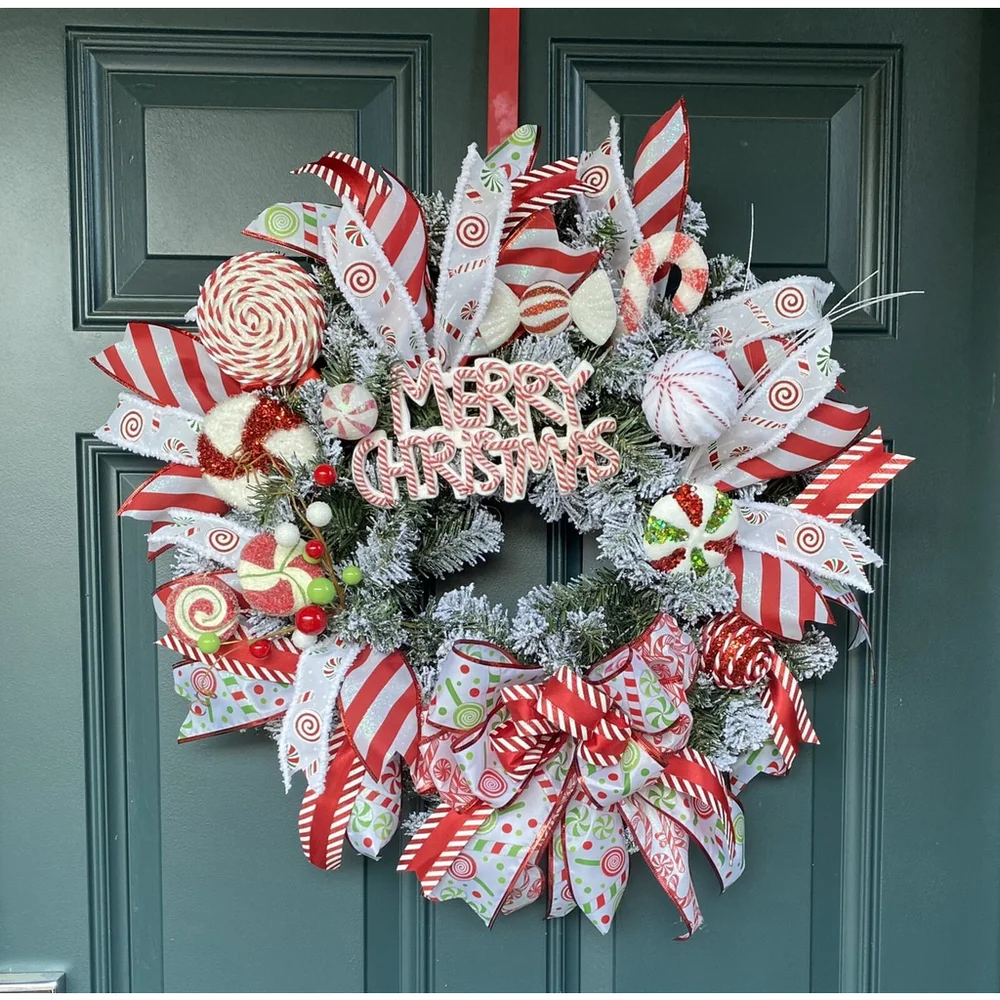 Candy cane wreath, peppermint wreath, christmas wreath, whimsical wreath